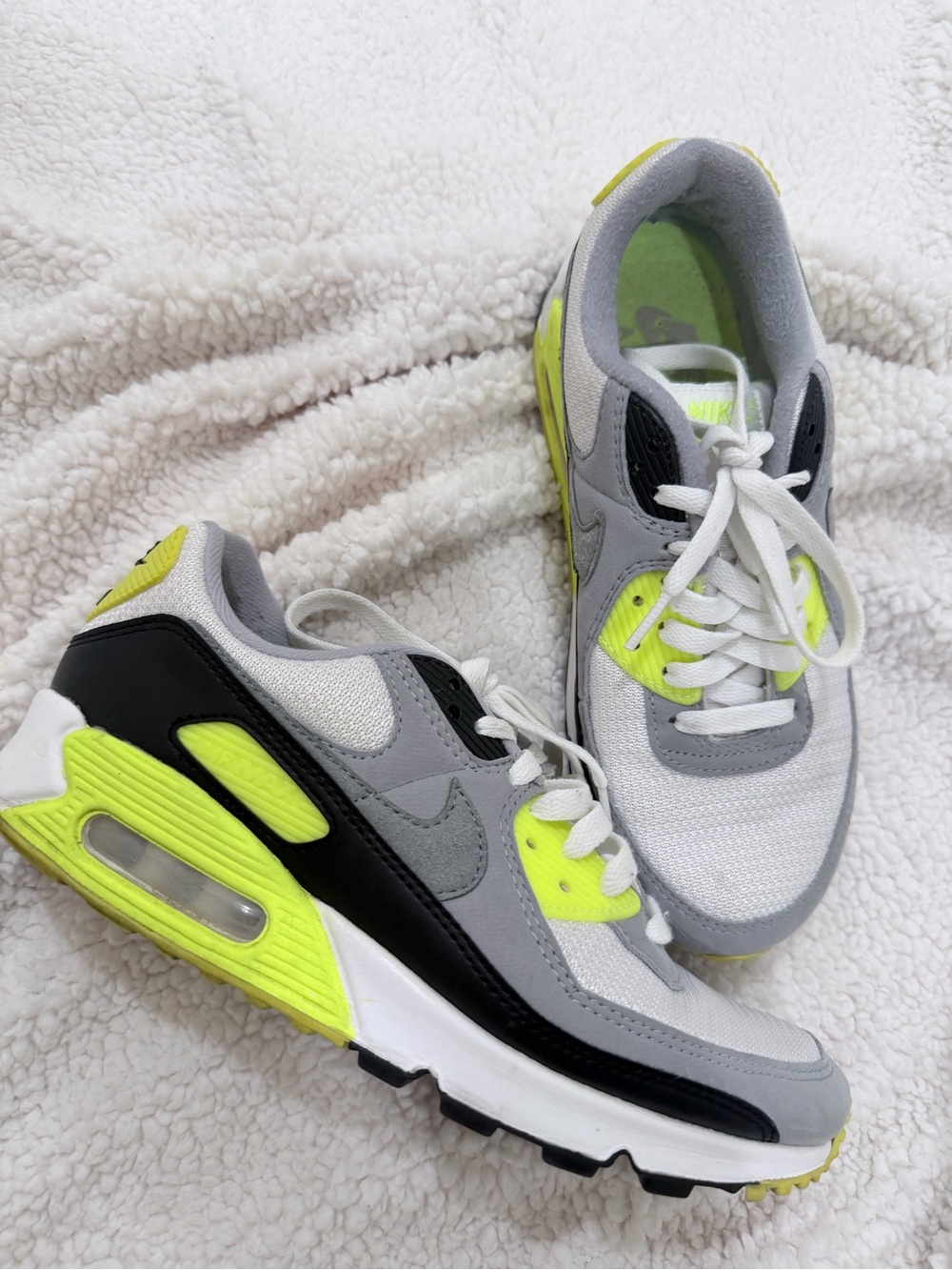 Nike Air Max Sneakers in Gray, Black and Neon Yellow